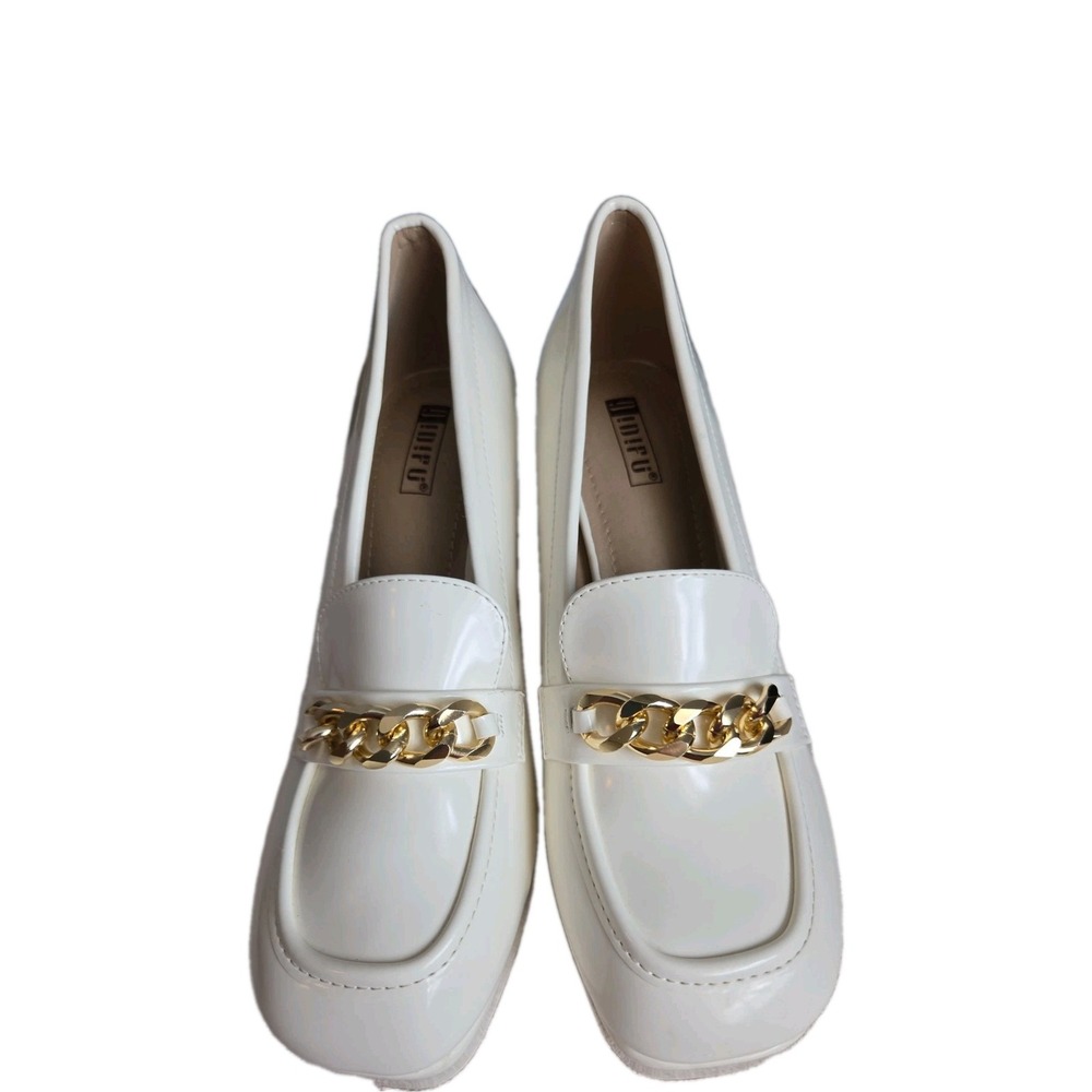 NEW IDIFU In2 Cookie HI Women Chunky Heel Slip On Dress Shoes Size 8 White